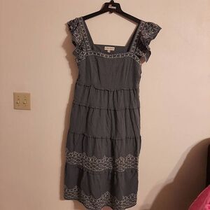 Knox rose large embroidered dress ruffle sleeve tiered skirt